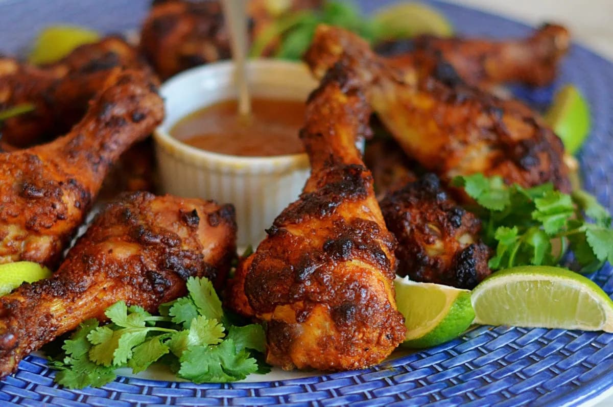 Charred tandoori chicken with coriander and lime